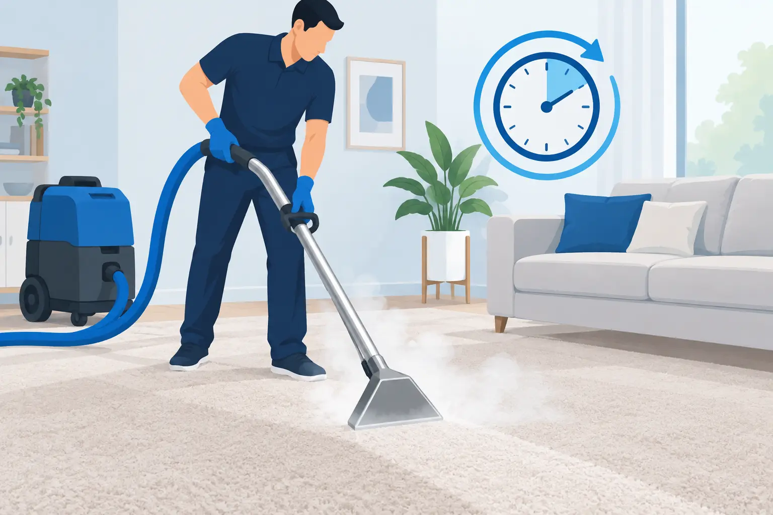 How Long Does Carpet Steam Cleaning Take? How Long Does Carpet Steam Cleaning Take?
